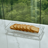 Travessa Retangular Cristal de Chumbo Coração 30cm - Ela Decora